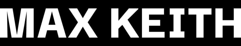 Wortmarke MAX KEITH in Weiß, Logo der Branding Agentur für Markenstrategie und Design