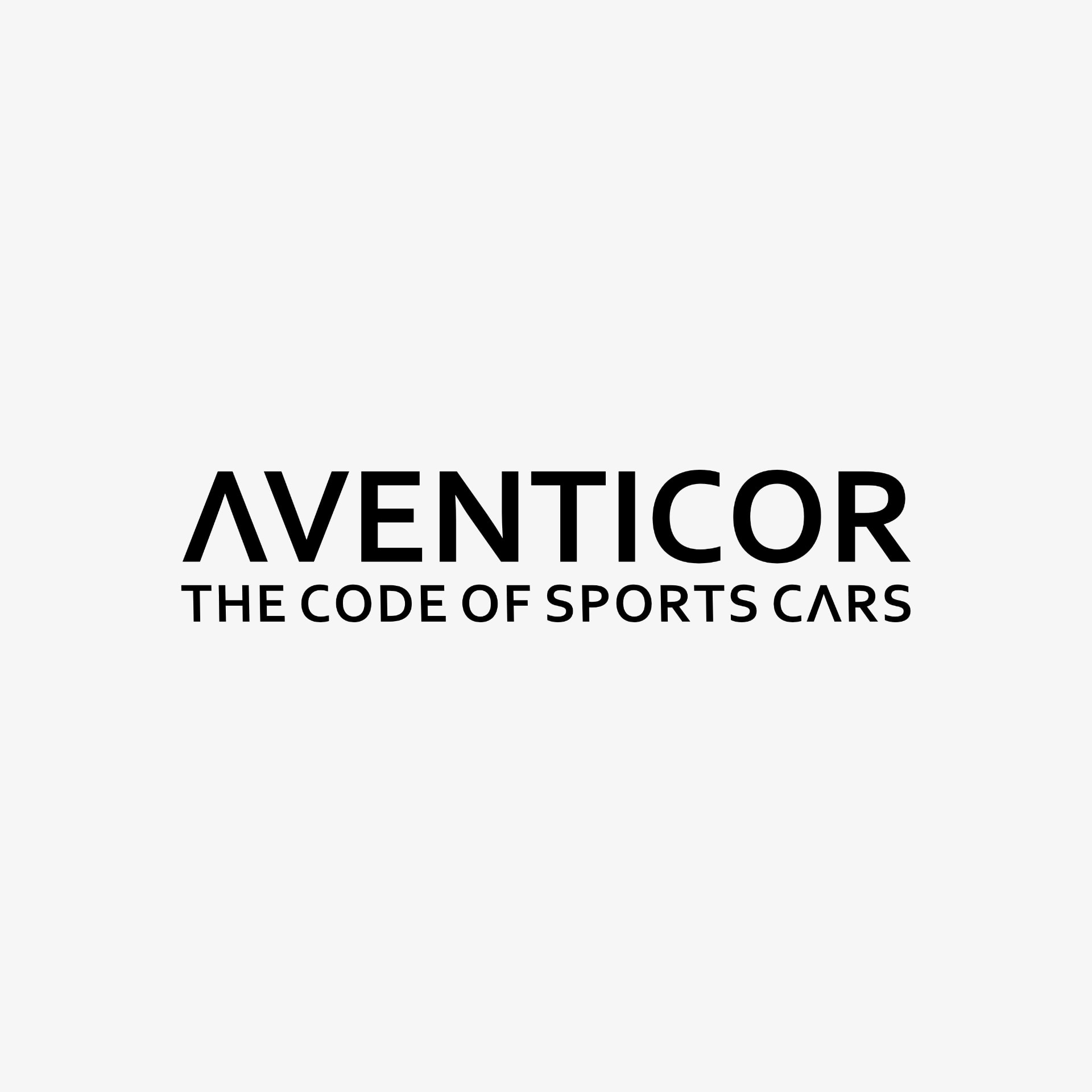 AVENTICOR Logo mit Slogan The Code of Sports Cars auf hellem Hintergrund