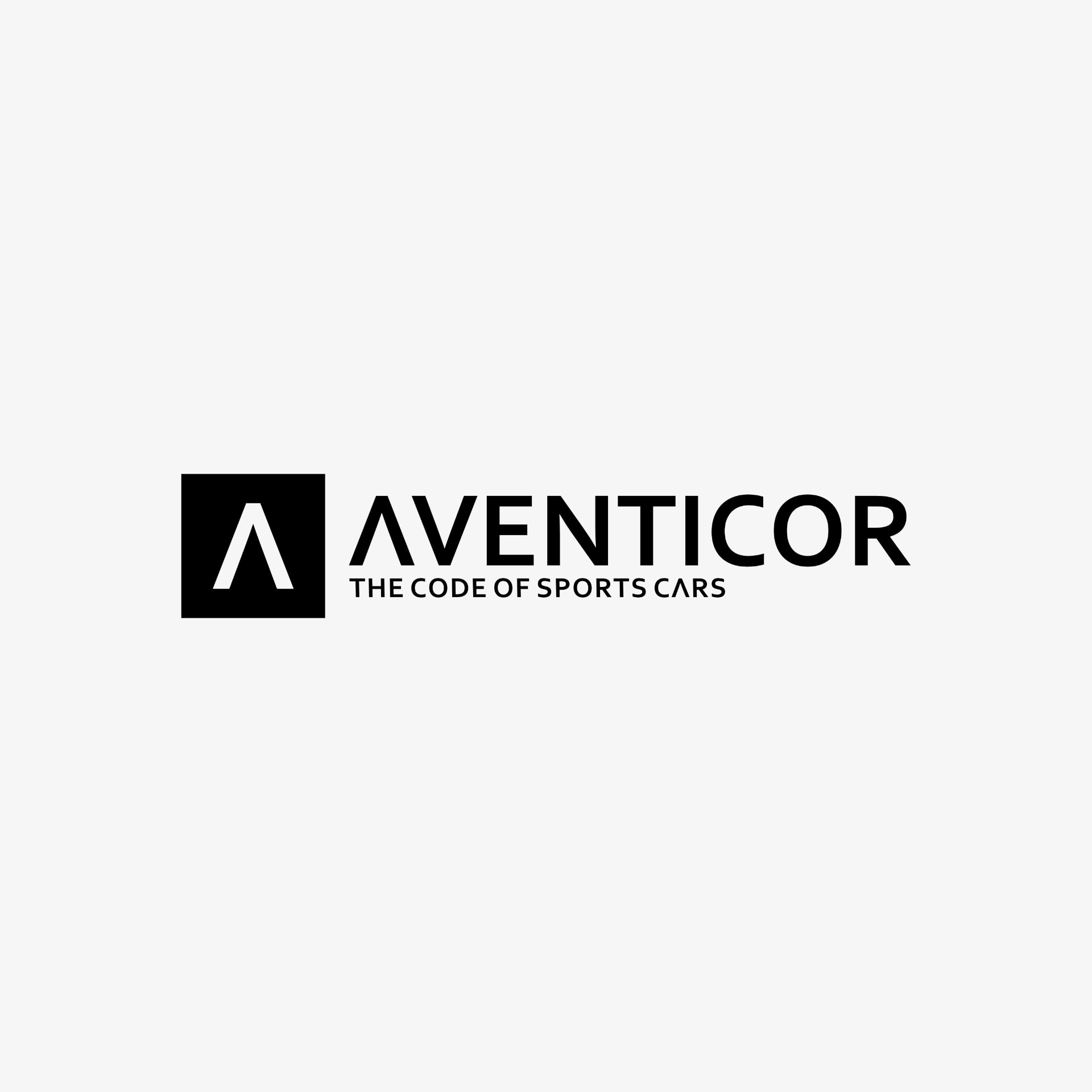 Logo der Marke Aventicor mit Slogan The Code of Sports Cars