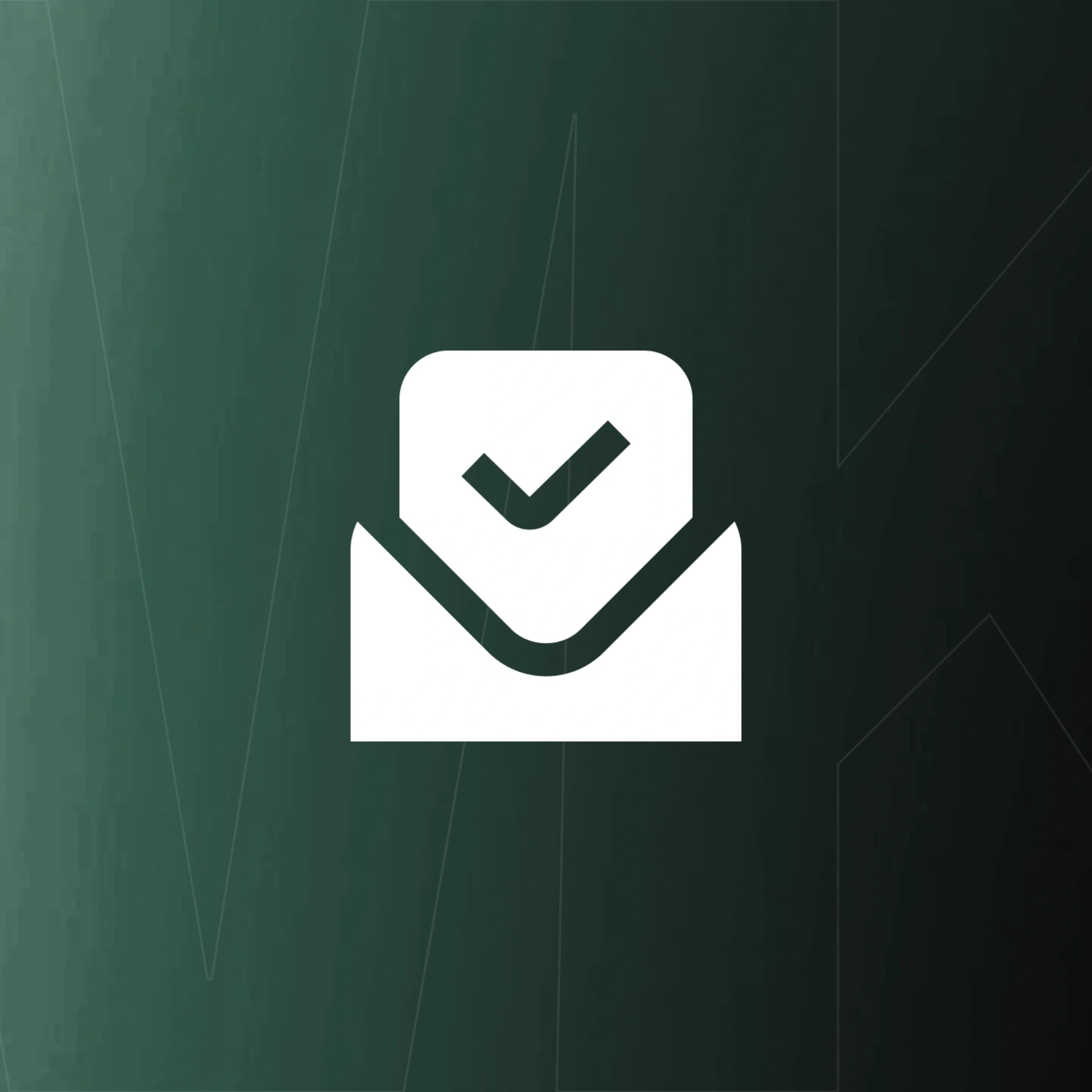 Icon eines offenen Umschlags mit Haken als Symbol fuer die Newsletter-Anmeldung