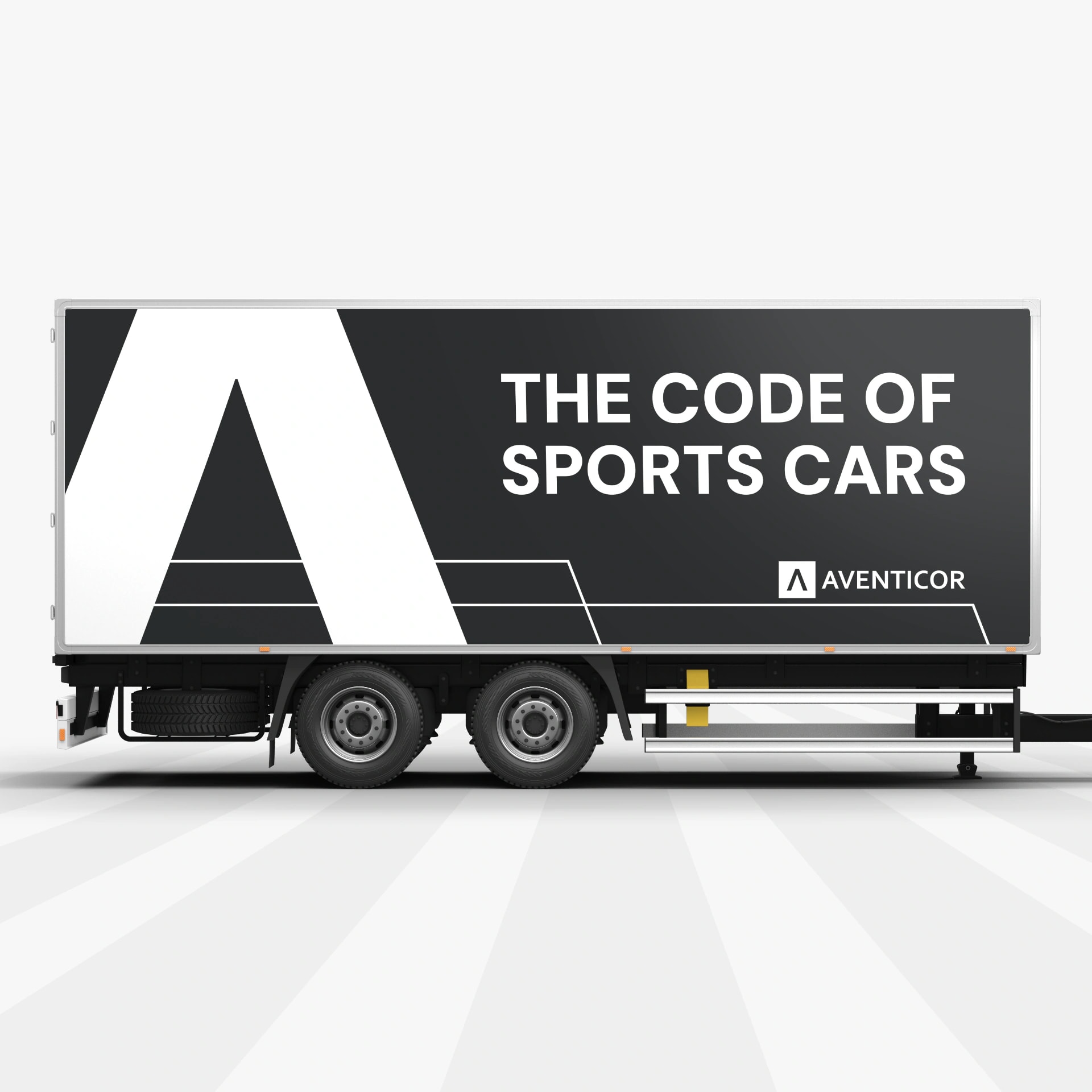 LKW mit Fahrzeugbeschriftung und Branding fuer die Marke Aventicor als Beispiel fuer Corporate Design