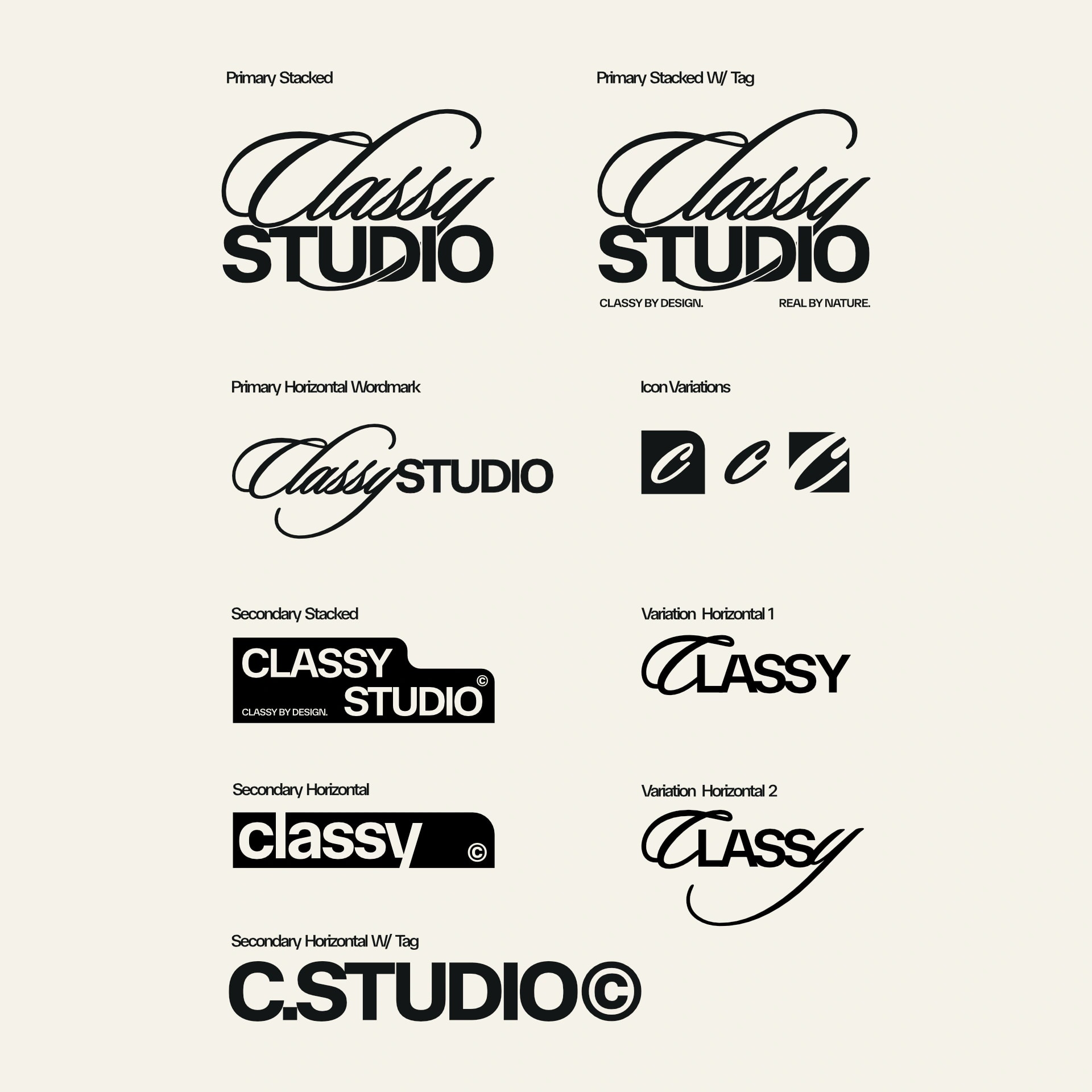 Logo-System mit Wortmarke, Icon-Varianten und Tagline für eine Markenidentität
