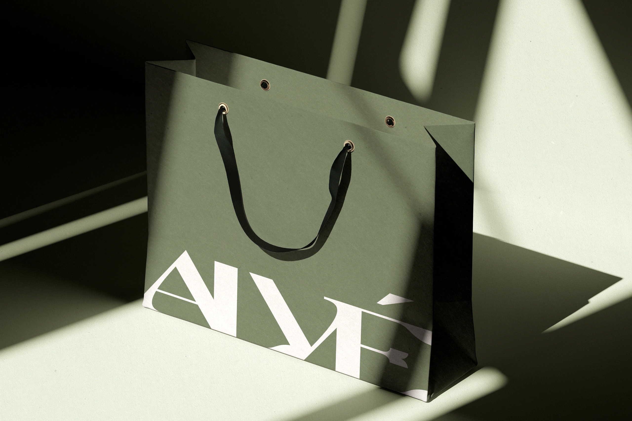 Gruene Papiertuete mit Markenlogo als Beispiel fuer Corporate Design und Brand Identity