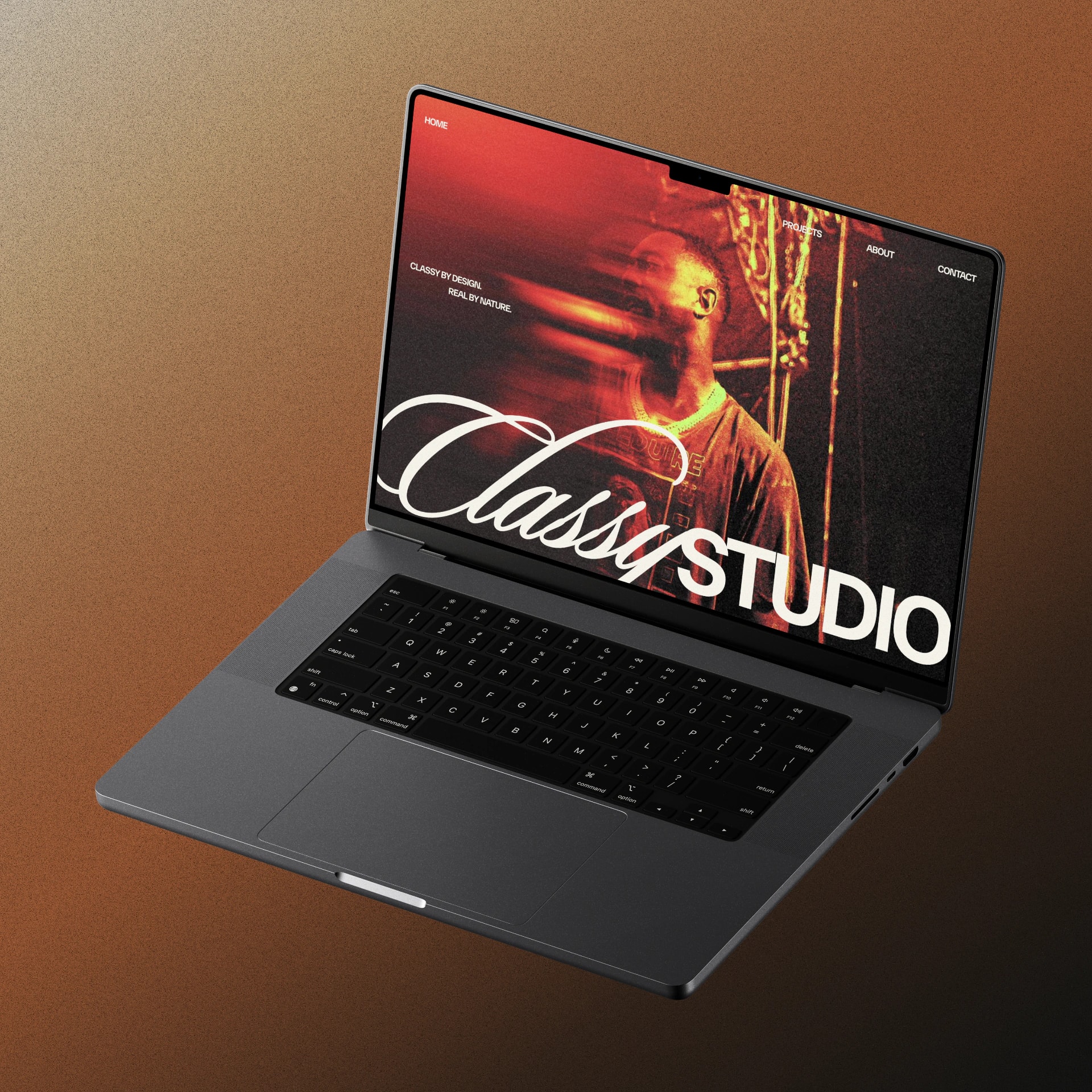 Laptop zeigt moderne Markenwebsite Classy Studio als Beispiel fuer Webdesign und Brand Identity